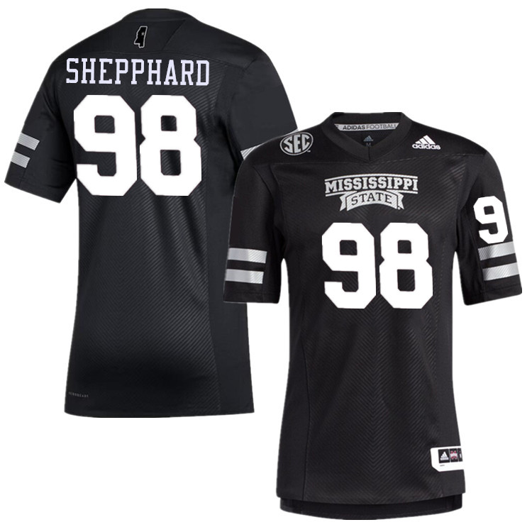 Men #98 Ashun Shepphard Mississippi State Bulldogs College Football Jerseys Stitched-Black